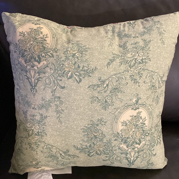 Olivia Embroidered Patchwork Throw Pillow, 100% Cotton, 16” x 16” NWT - Picture 3 of 4